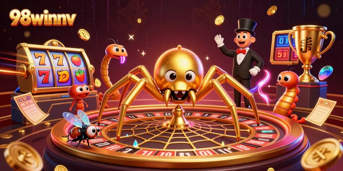 Engage with slot action at 98winnv featuring a golden spider and dynamic game elements.