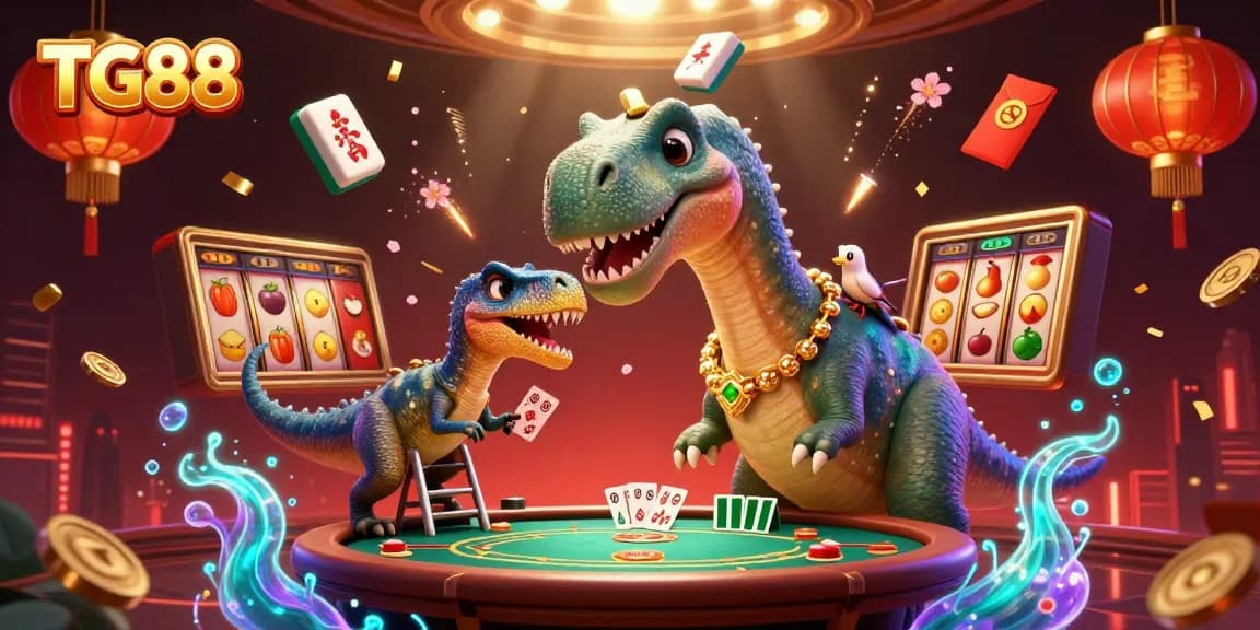 Play thrilling games at TG88 with a towering brontosaurus dealer and exciting slot elements.