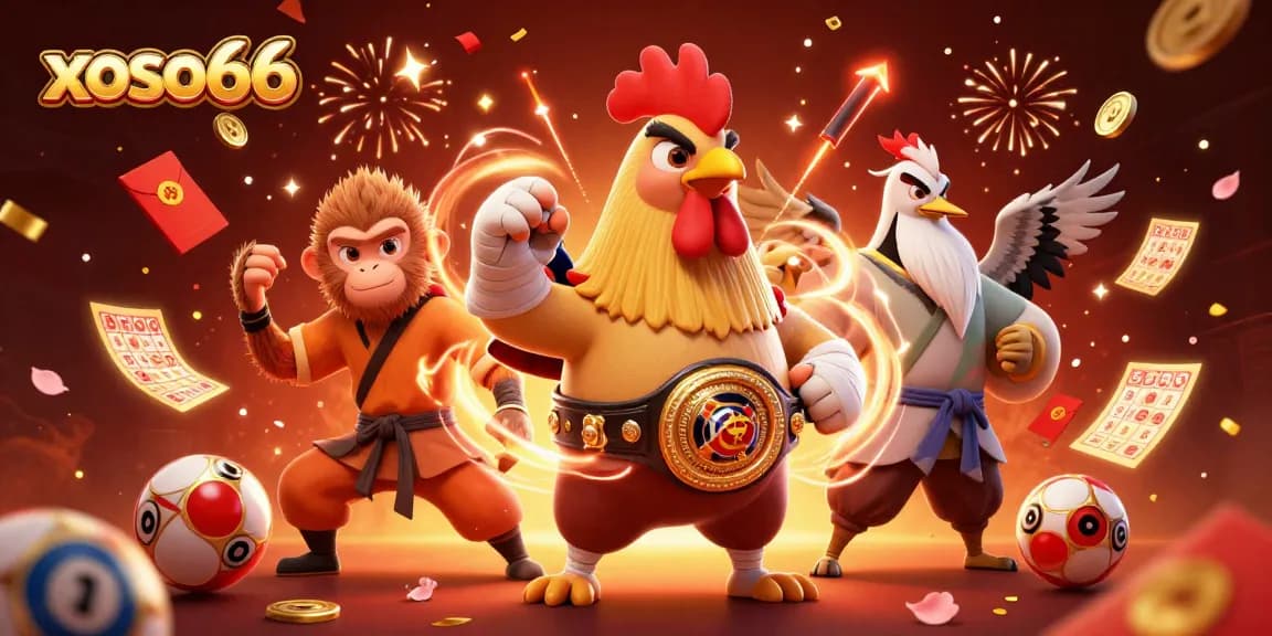 Engage with xoso66's vibrant lottery scene featuring dynamic characters and festive elements