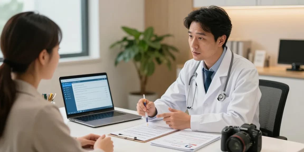 Abnehmspritze Online Rezept: Moderne Klinikberatung mit Arzthelfer bei der Gewichtsreduktion.