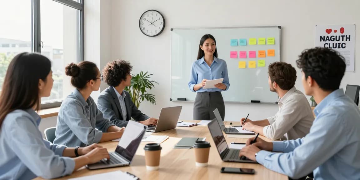 Diskussion über respektvollen Arbeitsplatz mit vielfältigem Team in modernem Büro.