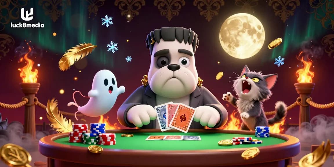 Engage in thrilling gaming at luck8media's vibrant casino, where a unique bulldog dealer brings excitement!