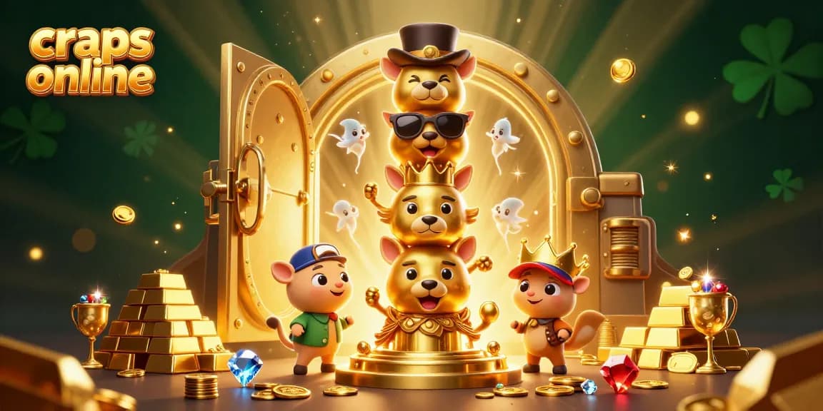 Experience thrilling craps online action in this vibrant 3D illustration featuring a golden totem and treasure details.