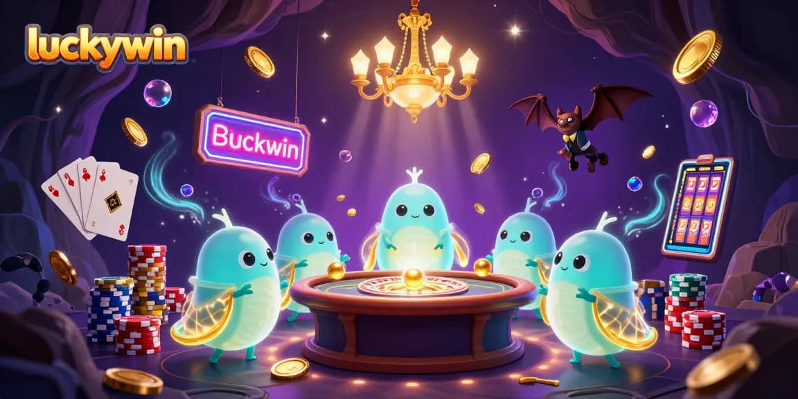 Play luckywin in a vibrant casino with luminescent glowworms illuminating the gameplay.
