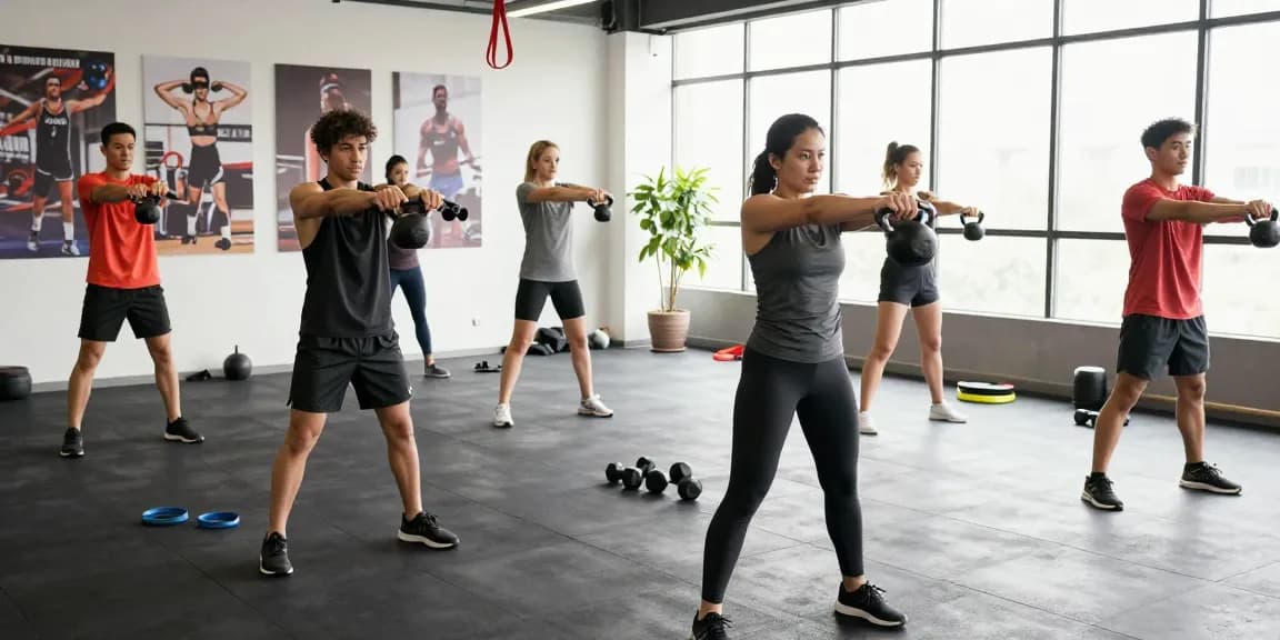 Prime Pharma Steroide, die in einer lebhaften Fitnessstudio-Szene präsentiert werden, in der Athleten an einem dynamischen Workout teilnehmen.