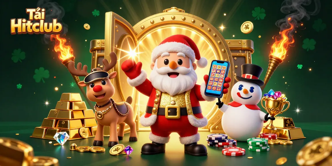 Tải Hitclub to enjoy thrilling casino adventures with Santa, his reindeer, and festive treasures.