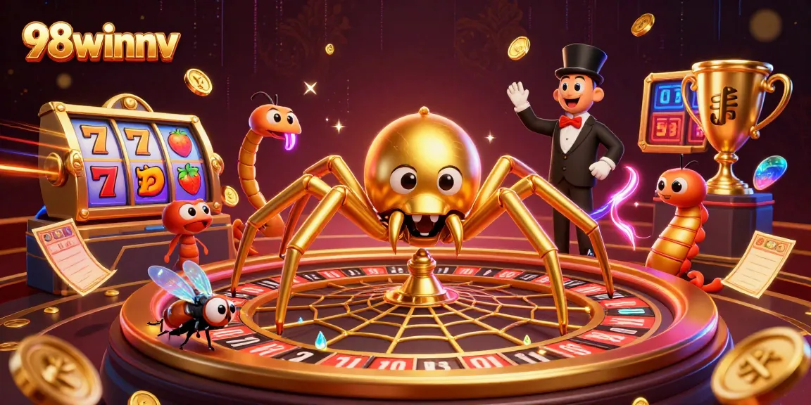 Engage with slot action at 98winnv featuring a golden spider and dynamic game elements.
