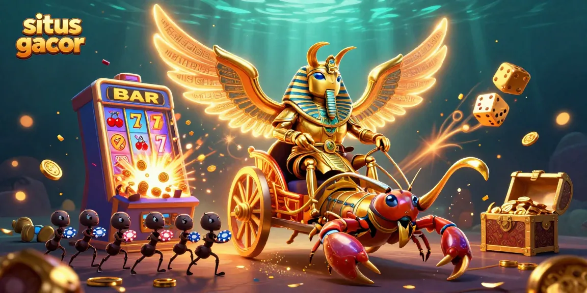 Experience the thrill of situs slot gacor with a golden scarab and jackpot explosion.
