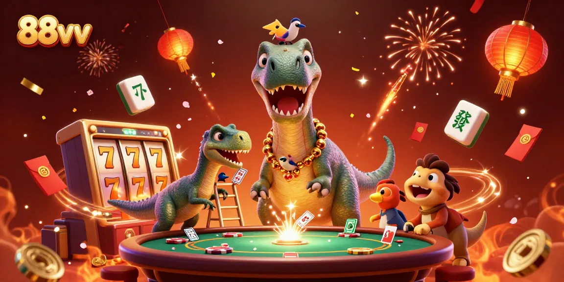 Engage with 88vv's exciting casino experience, featuring vibrant slots and lively characters.