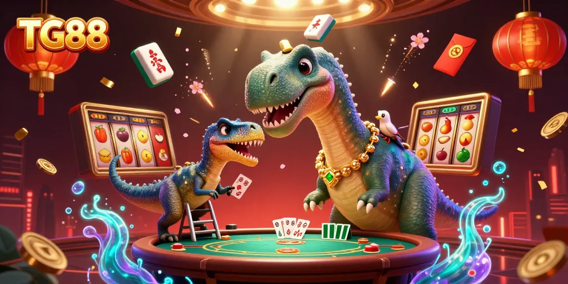 Play thrilling games at TG88 with a towering brontosaurus dealer and exciting slot elements.
