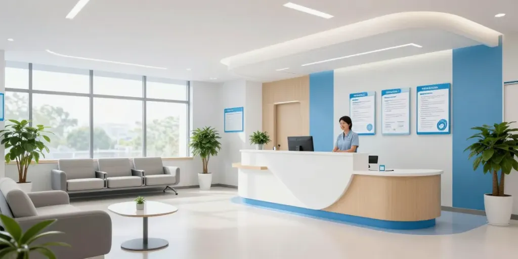 Schwarzkümmelöl in einer modernen Gesundheitsklinik, wo Gesundheit und Patientenpflege im Fokus stehen.