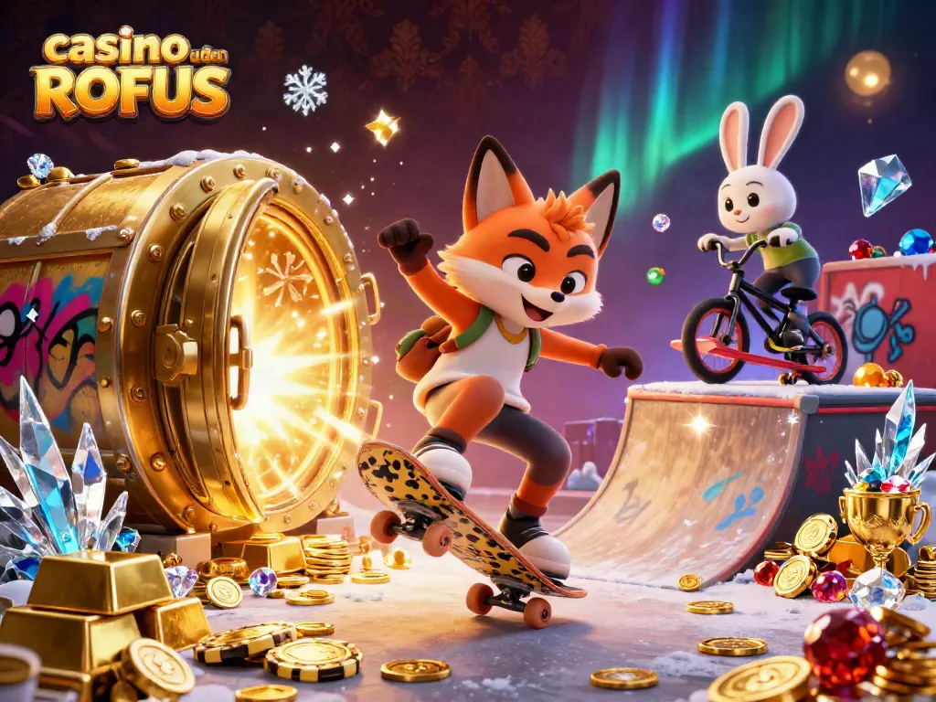 Engage in thrilling gameplay at casino uden ROFUS with vibrant characters and casino elements.