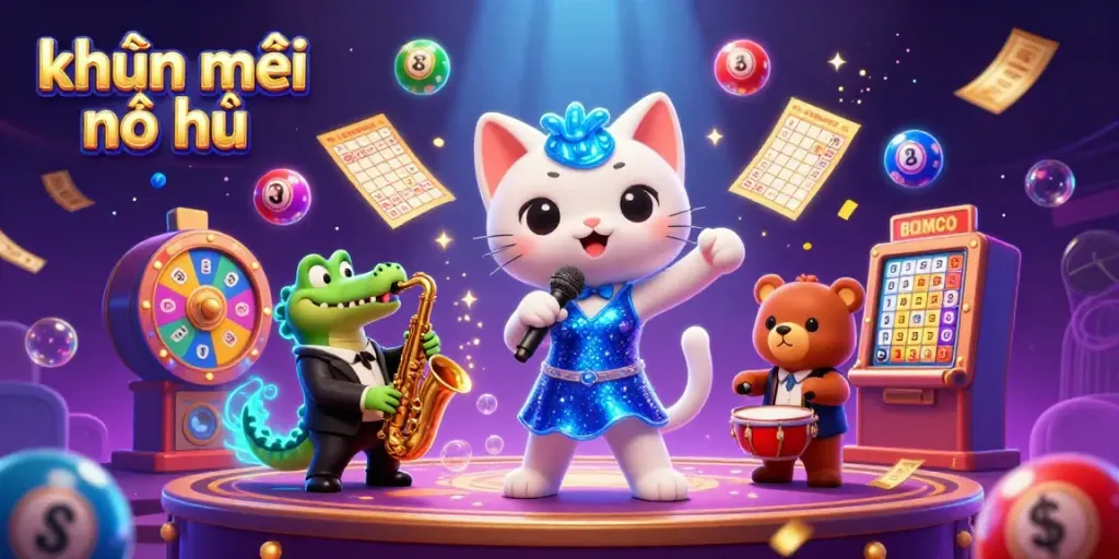Experience thrilling khuyến mãi nổ hũ with exciting games and jackpots illustrated through engaging characters and vibrant casino elements.