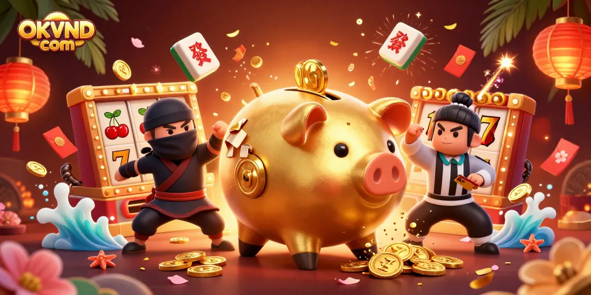 Enter the thrilling world of gaming with OKVND com's vibrant casino scene featuring dynamic characters.