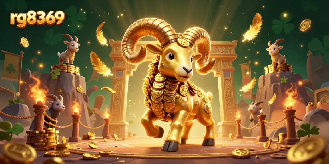 rg8369 showcases an epic gambling scene with a golden ram charging at a gate, inspiring excitement.