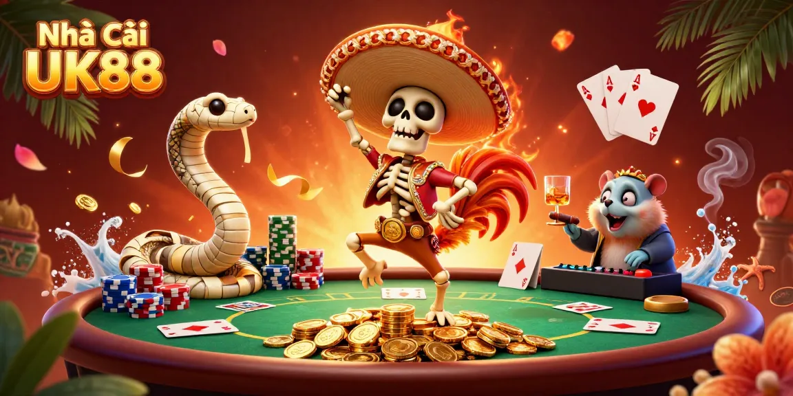 Engage with Nhà cái UK88 through thrilling victory dance scenes filled with colorful casino elements.