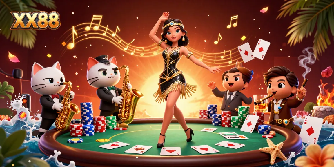 Experience exhilarating gaming at XX88 with vibrant casino elements in an engaging 3D scene.