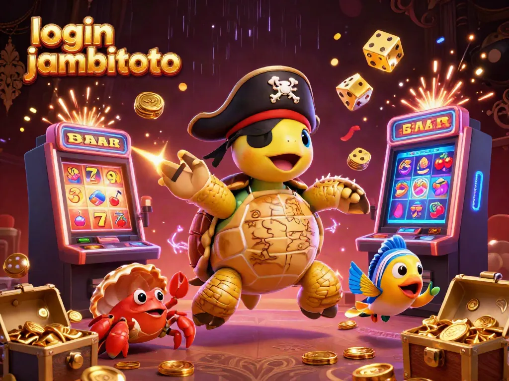 Experience login jambitoto with animated treasure and casino elements for an engaging visual.
