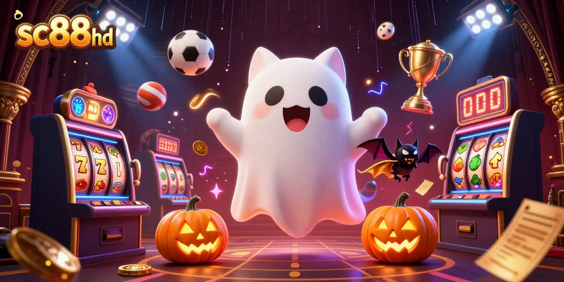 Experience thrilling slots and games with sc88hd in this vibrant, ghostly casino scene.