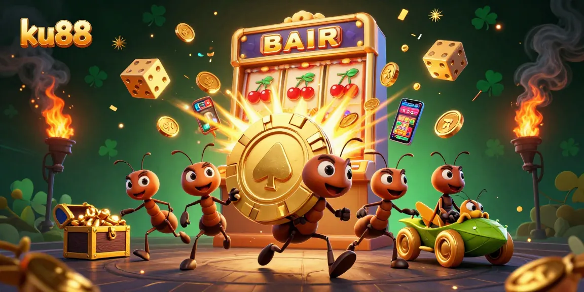 ku88 gaming heist scene with ants and dynamic casino elements