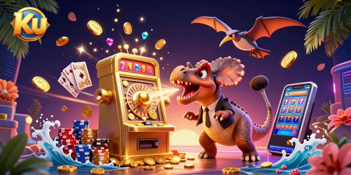 Ku players engaging in thrilling jackpot action with animated creatures in a vibrant casino scene.