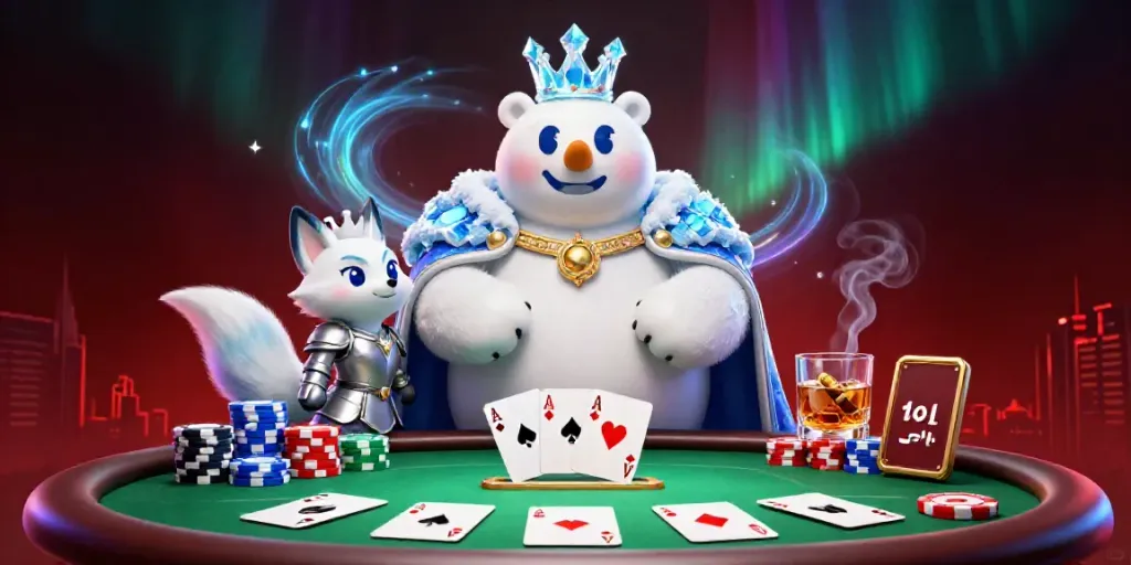 Sutbongtv inspires excitement with a winning poker scene featuring an ice king polar bear and a snow fox.
