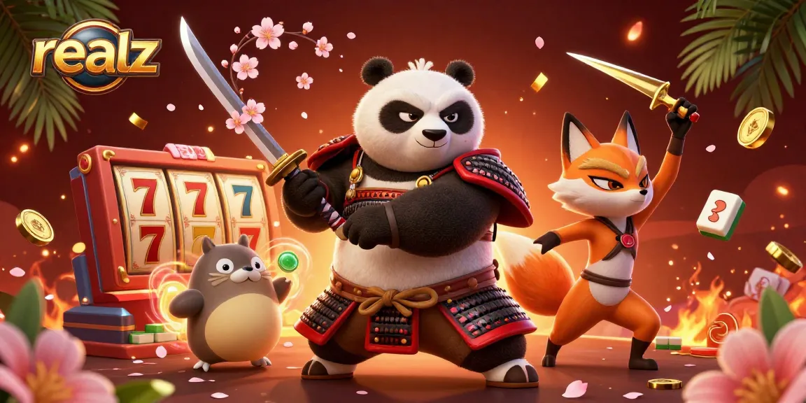 Spin the reels with realz in a vibrant, action-packed 3D casino illustration.