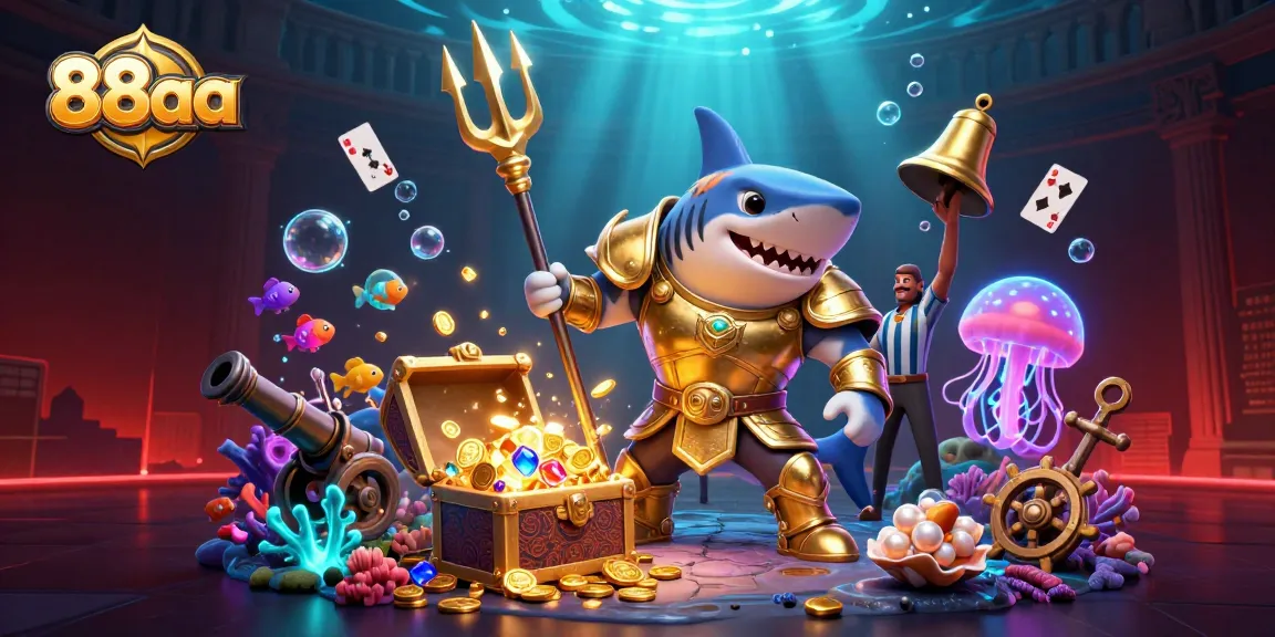 Experience thrilling gameplay at 88aa with a vibrant underwater casino scene filled with action and excitement.