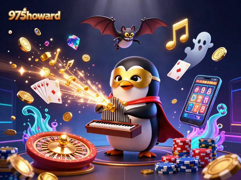 Experience thrilling wins with 975howard, a vibrant casino world alive with playing cards and golden coins.