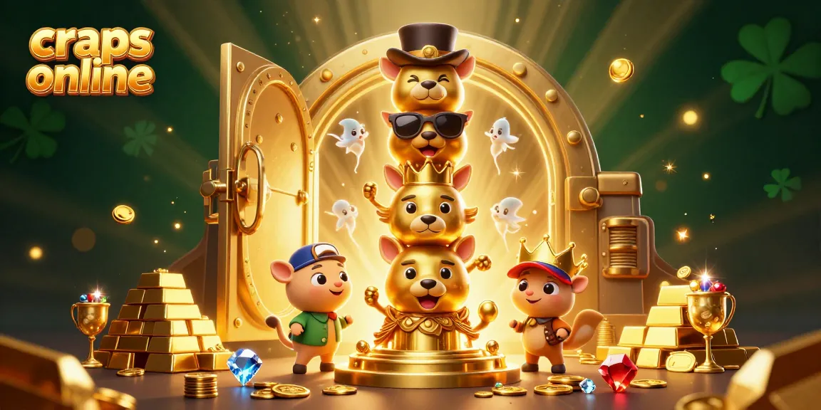 Experience thrilling craps online action in this vibrant 3D illustration featuring a golden totem and treasure details.