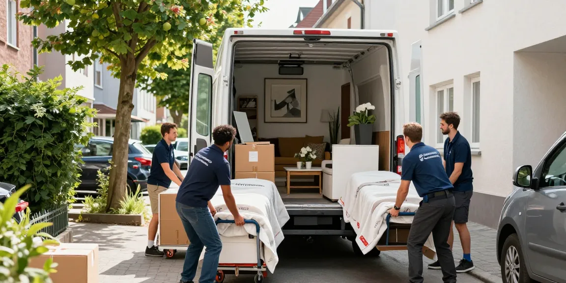 Umzugsunternehmen Schwetzingen, professionelle Umzugshelfer beim Laden von Möbeln in ein Umzugsfahrzeug.