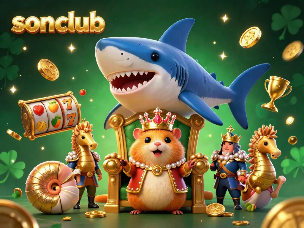 Join the sonclub adventure with the golden hamster king embraced by slot reels and shimmering trophies.