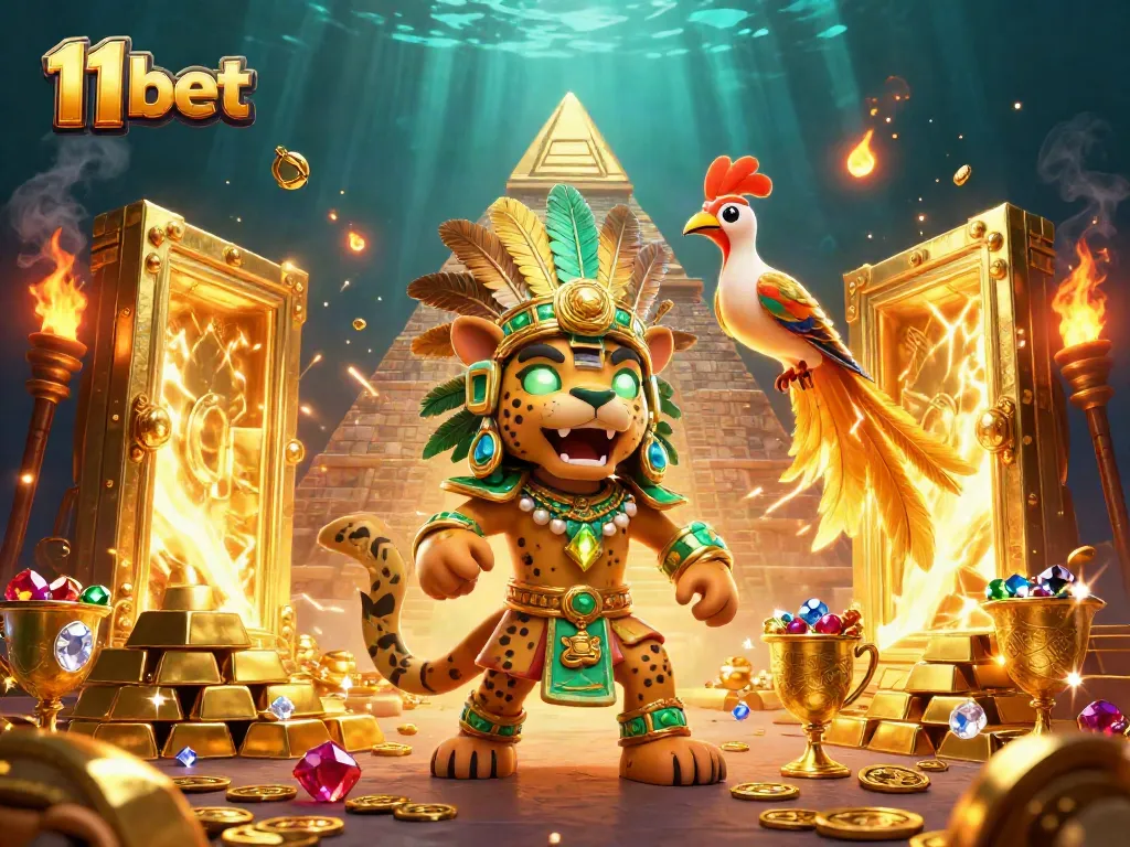 Win big with thrilling adventures in 3D 11 bet casino illustration featuring treasures and excitement.