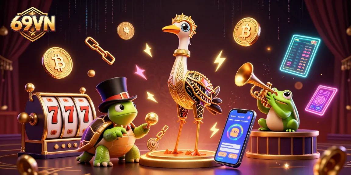 Experience thrilling gaming action at 69VN with vibrant characters and jackpot excitement.
