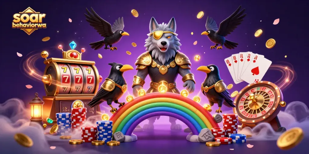 Spin the exciting slot reels with soarbehaviorwa while enjoying a vibrant casino scene filled with luck.
