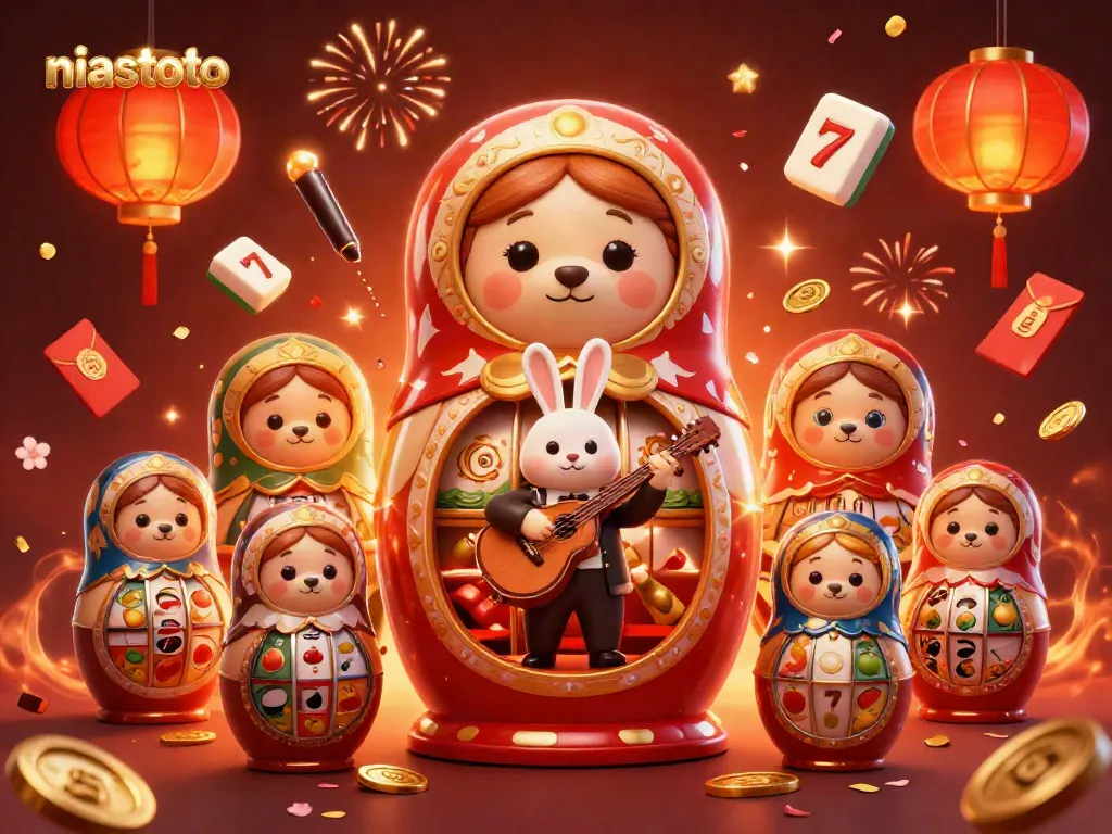 Play exciting slots and win at NIASTOTO while surrounded by festive casino-themed characters.
