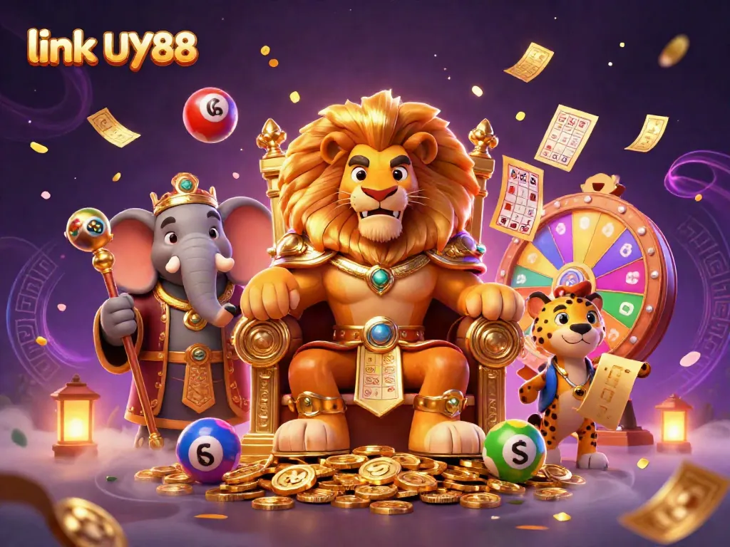 Engage in thrilling games at link UY88 with a captivating 3D casino scene.