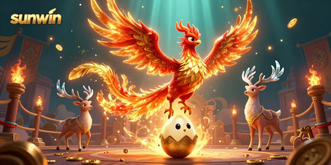 Experience thrilling wins with sunwin's dynamic gaming scene featuring vibrant phoenix and gaming elements.