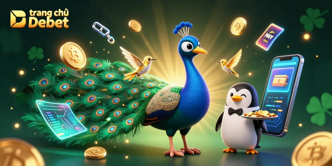Engage in gaming with "trang chủ Debet" depicting luxurious characters and vibrant casino elements.