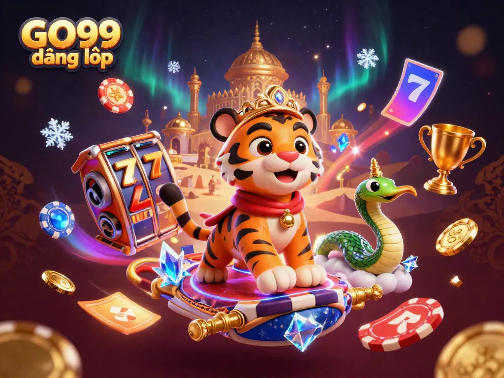 Experience the thrill of GO99 đăng nhập with a vibrant casino-themed illustration featuring engaging characters and dynamic gaming elements.