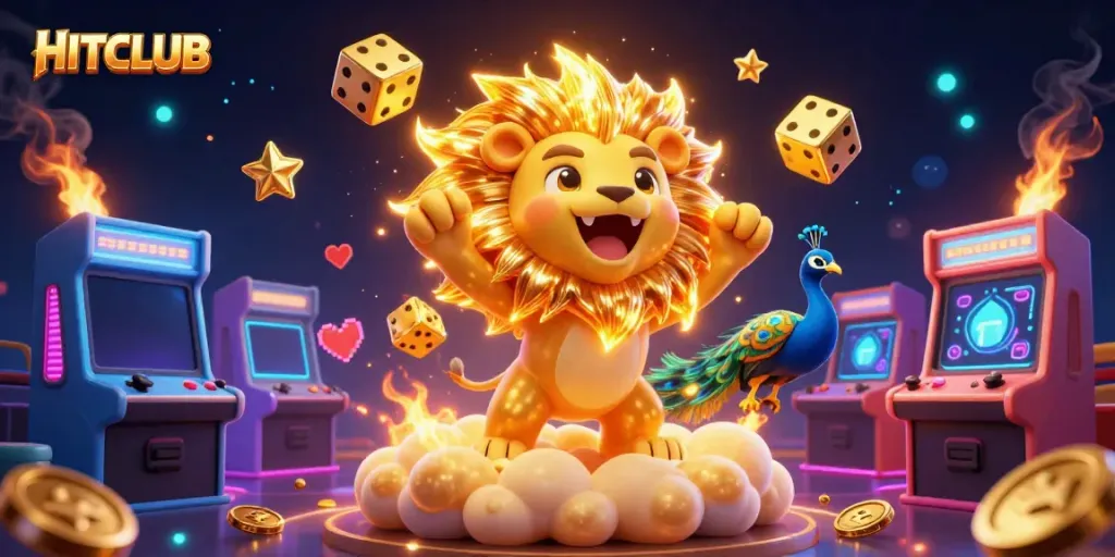Experience the thrill of gaming with HITCLUB, featuring vibrant casino elements and a dynamic 3D scene.