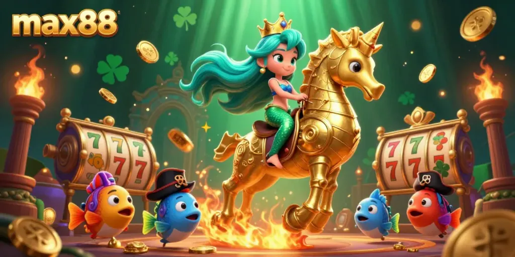 Engage with the vibrant max88 experience featuring a mermaid princess in a thrilling live casino scene.