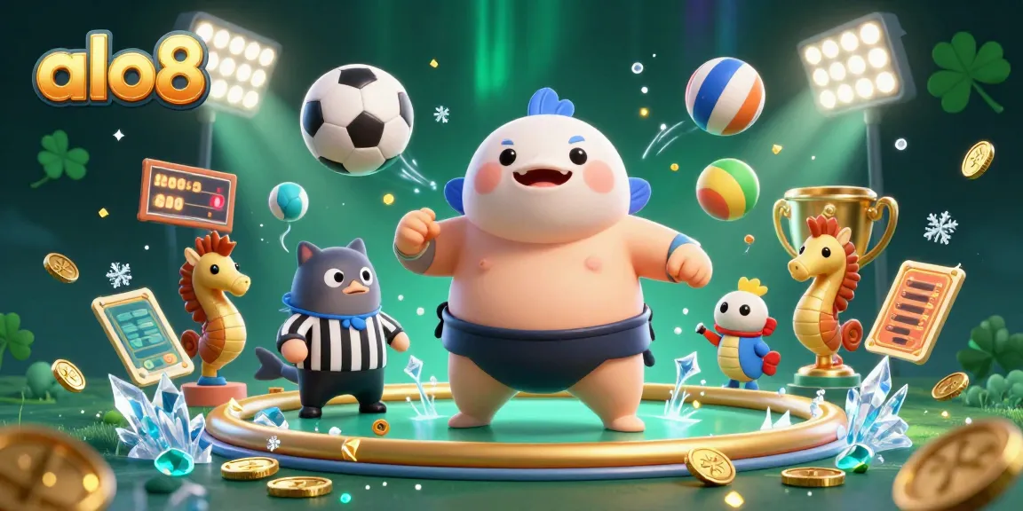 Engage with exciting alo8 casino games featuring a 3D blowfish sumo in vibrant underwater action.